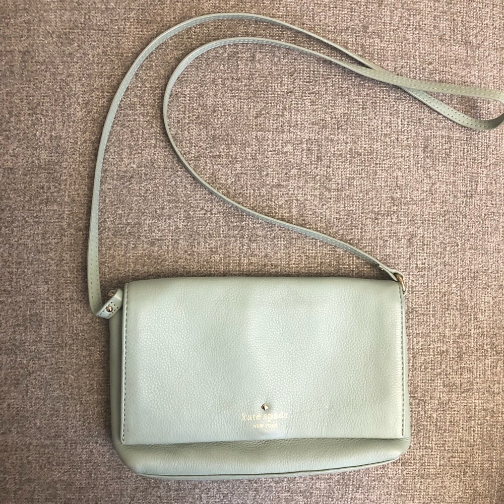 Kate Spade mint green fold over mini crossbody